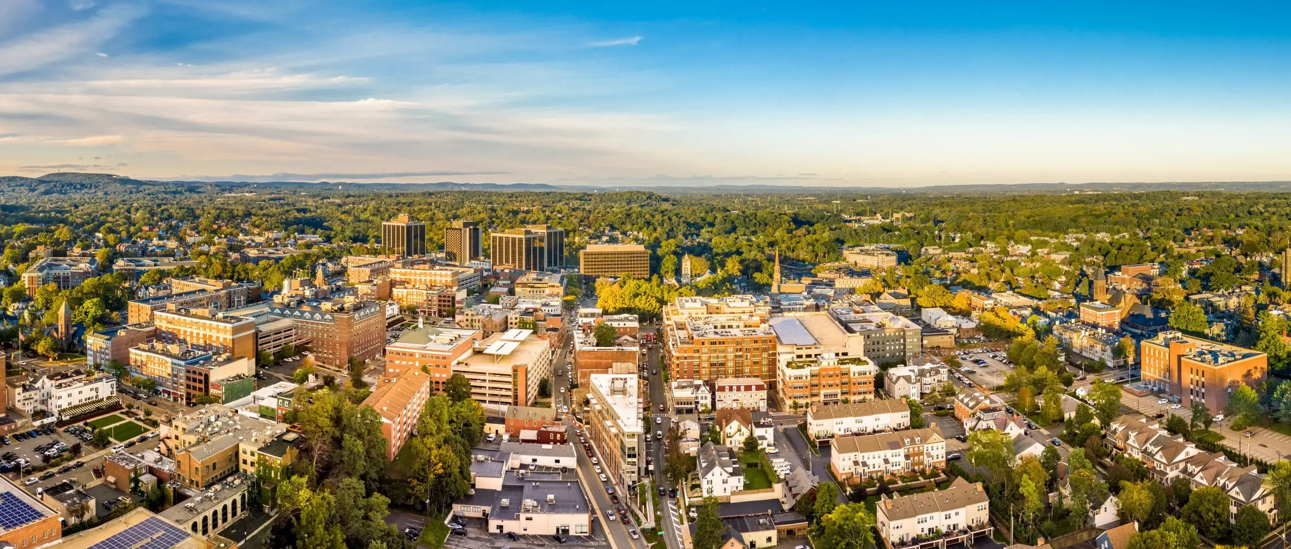 Overlook of town during day time