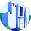 MFA-illus-nonprofit Illustration of the outside of a nonprofit's office building