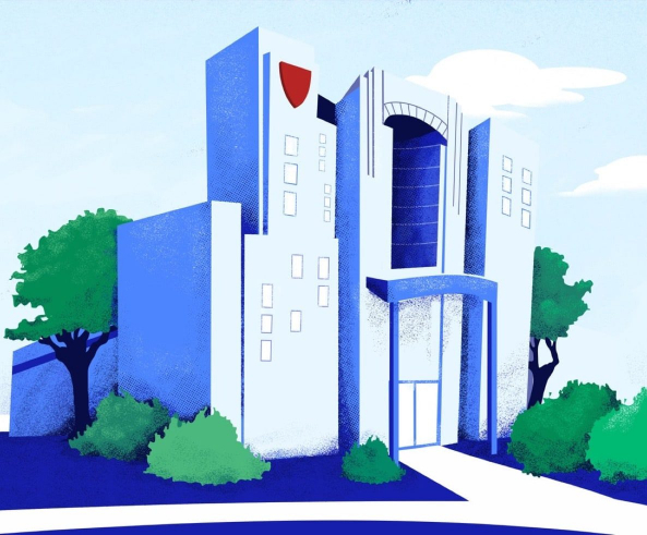 MFA-illustration-ClevelandHospital-crop Illustration of the outside of a nonprofit's office building